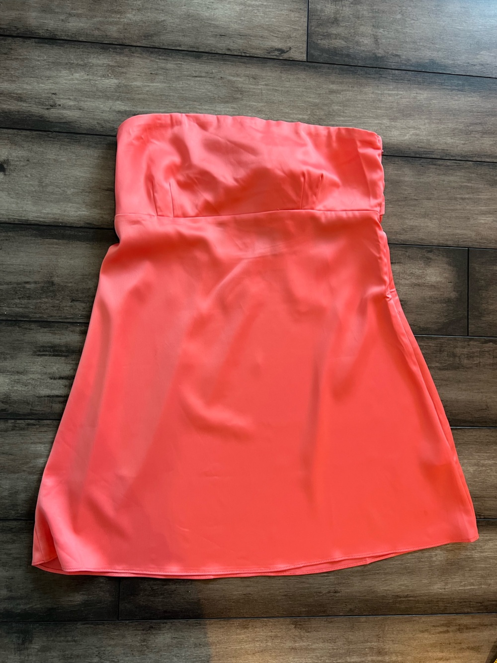 Urban Outfitters Strapless Coral Pink Satin Mini Women's Dress Size Large Bow